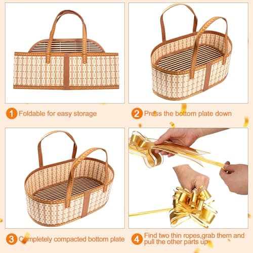 Cellophane Wrap for Gift Baskets Empty Gift Baskets to Fill for Baby Baptisms, Mother's Day, Christmas, Housewarming Orchidleaf 3 Set Baskets for Gifts Empty, Woven Bamboo gift baskets empty B0FD9W5WTY
