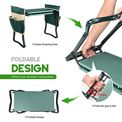 KVR Upgraded Garden Kneeler and Seat with Thicken & Widen Soft Kneeling Pad,Heavy Duty Foldable Gardener Stool with 2 Tool Pouches,Gardening Gifts for Women Mom Men Seniors¡­… B0972Y5LTY