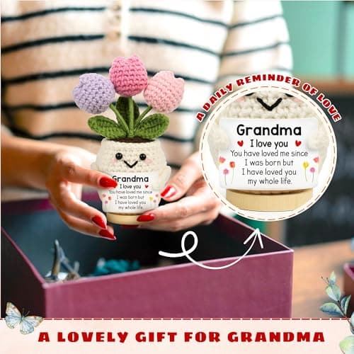 Grandmother Gift from Grandson, Granddaughter - 5.51'' x 4.13'' Mimi Gigi Nana Positive Support Crochet Gifts for Grandma from Grandkids - Christmas Birthday Grandma Gifts B0FT2DV65Z