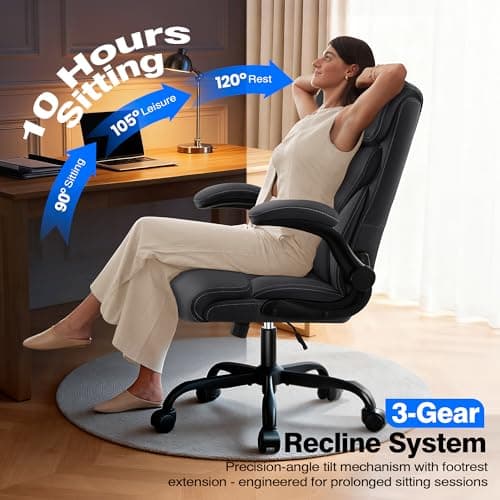 AreShark Office Chair - Executive High Back Breathable Comfy Desk Chair with Lumbar Support - Ergonomic Leather Rolling Swivel Computer Chair with Rock Function for Working Studying Gaming Relaxing