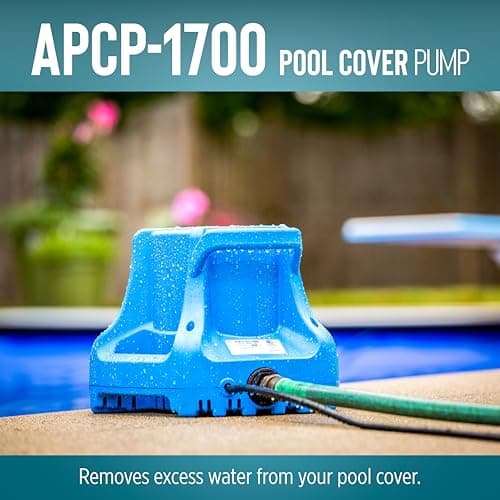 Little Giant APCP-1700 115-Volt, 1/3 HP, 1745 GPH, Automatic, Submersible, Swimming Pool Cover Pump with 25-Ft. Cord, Light Blue, 577301