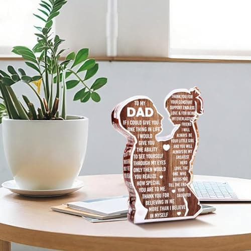 Fathers Day Presents from Daughter – Heartfelt Acrylic Plaque for Dad, Unique Father Daughter Desk Decor Sign – Birthday, Christmas or New Dad Present