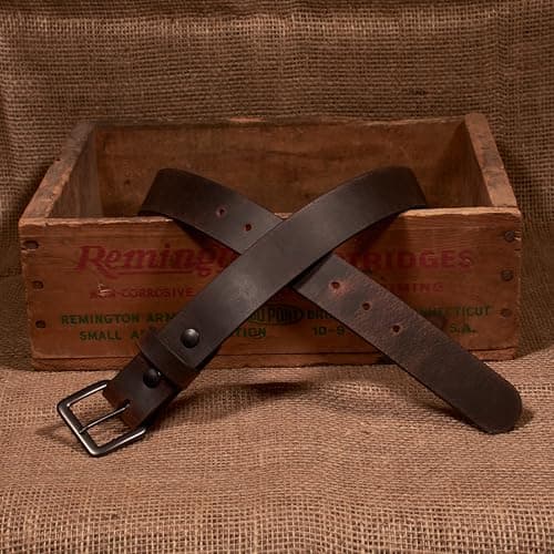 Nohma Leather Men's Leather Belt, Made in USA, Full-Grain Leather, Casual Everyday Wear Belts, Amish Handmade 1.5" Width