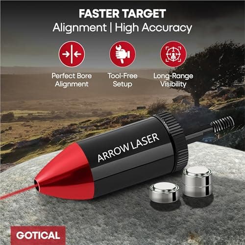 GOTICAL Arrow Laser Sight Tactical Archery Bore Sight Red Dot Laser for Compound Bow Crossbow Boresighter Sight Tool for Target