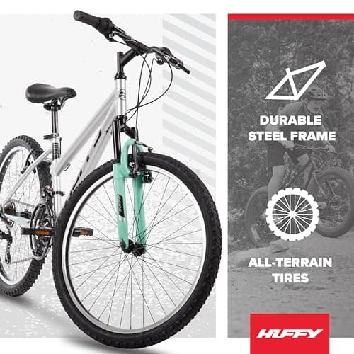 Huffy Stone Mountain Bike for Men and Women, 20”/24”/26”, 6-Speed (20”) or 21-Speed, Front or Dual Suspension (Varies), Multiple Colors, Adjustable Saddle, Shimano Equipped, All-Terrain Tires