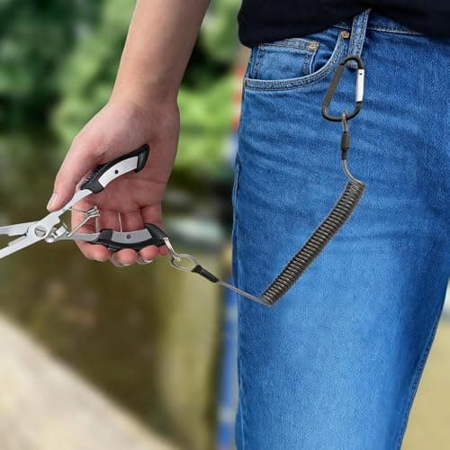 HAMMER IRON ALLEY 2PCS Stainless Steel Fishing Pliers with Lanyard, HIA Needle Nose Pliers Fishing Hook Remover, Great for Saltwater and Freshwater