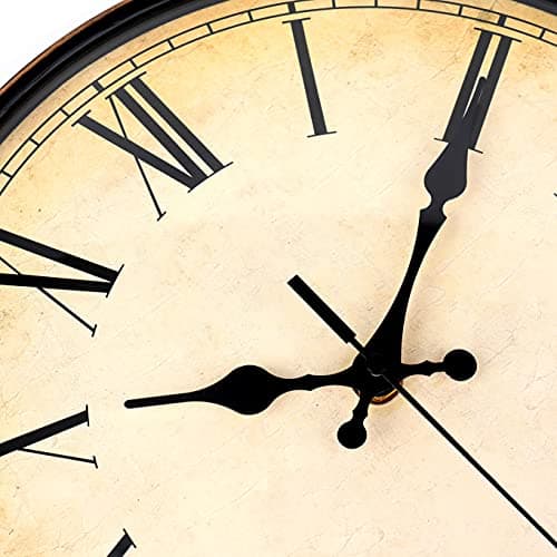 Yesland 11'' Wall Clock - Silent Non Ticking - Quality Quartz Retro Design with Roman Numerals, Easy to Read for Home Office School Clock (Brown)