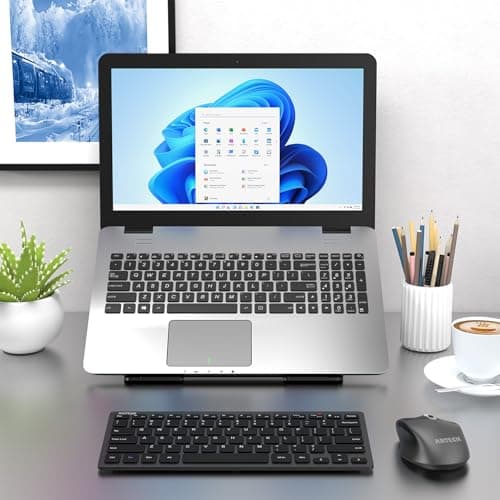 Arteck 2.4G Wireless Keyboard Ultra Slim and Compact Keyboard with Media Hotkeys for Computer Desktop PC Laptop Surface Smart TV and Windows 11/10/8/7, Black