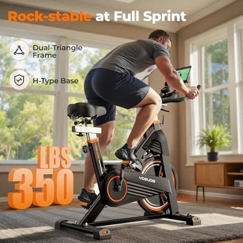 YOSUDA PRO Magnetic Exercise Bike 350 lbs Weight Capacity - Indoor Cycling Bike Stationary with Comfortable Seat Cushion, Silent Belt Drive 010C