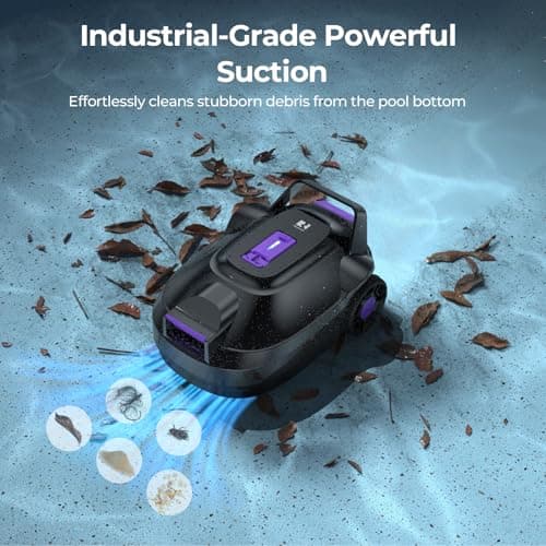 Robotic Pool Cleaner with Dual-Drive Motors,Dual-Layer Filtration, 180Min Runtime, Powerful Cordless Pool Vacuum for Above-Ground & Flat Pools,Auto-Parking Design,Double Suction Port