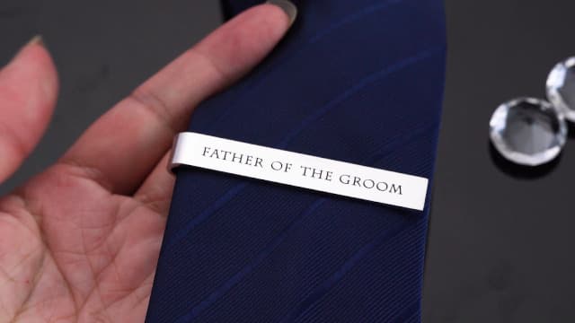 Father of the Bride and Groom Gifts - Wedding Tie Clips for Groomsmen From the Bride - Stainless Steel Tie Bars