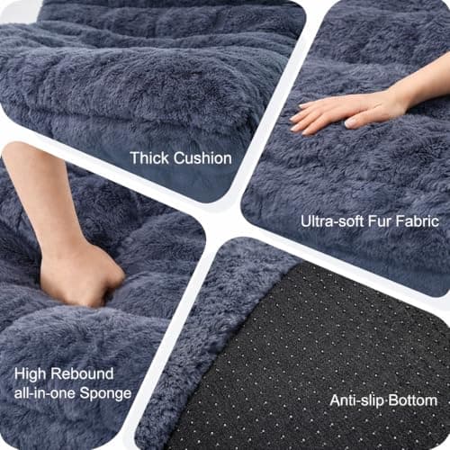 Bean Bag Chairs with Filler Faux Fur Fireside Beanbags Lazy Sofa for Memory Foam BeanBag Chair Bean Bag Sofa for Bedroom, Living Room, Office and Home (Dark Grey)