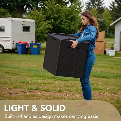 Devoko 30 Gallon Resin Deck Box Waterproof Outdoor Storage Box for Patio Furniture Pool Accessories Indoor Storage for Cushion Garden Tools (30 Gallon, Black)
