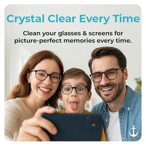 Anchor Glasses Cleaning Cloth - Ultra Soft Premium Microfiber Lens Cloths for Eyeglasses, Camera, Cell Phone, Screens - Anti-Streak, No Scratch Eye Glasses Cleaner Wipes - 3 Pack (2 Black, 1 Blue)
