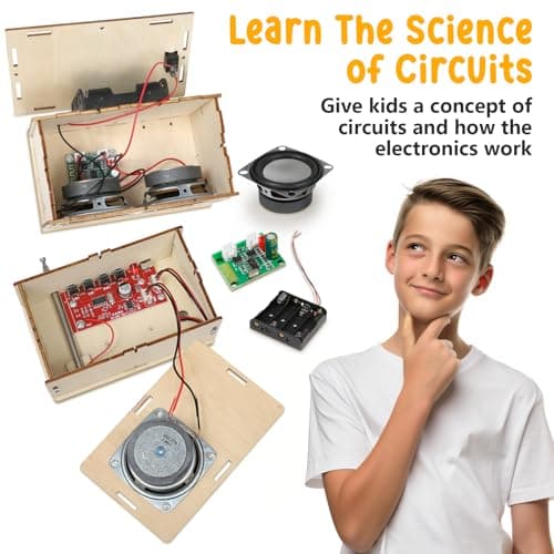 Stem Projects Toys for Boys age 8-12 12-14 Science Kit Building Own Bluetooth Speaker & FM Radio DIY Electronics Kit Science Experiments Kid 9-12 Boy Toys Birthday Gift 8 9 10 11 13 Year Old Teen Girl