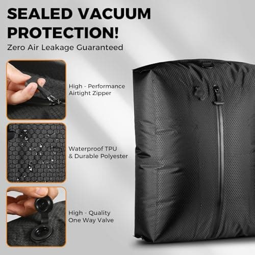 HONKID Vacuum Bags for Travel with Wireless Pump (2PC) - IP67 Waterproof Reusable Vacuum Compression Travel Bags for Luggage, Suitcase and Backpack, Space Saver for Clothes & Travel Clothing