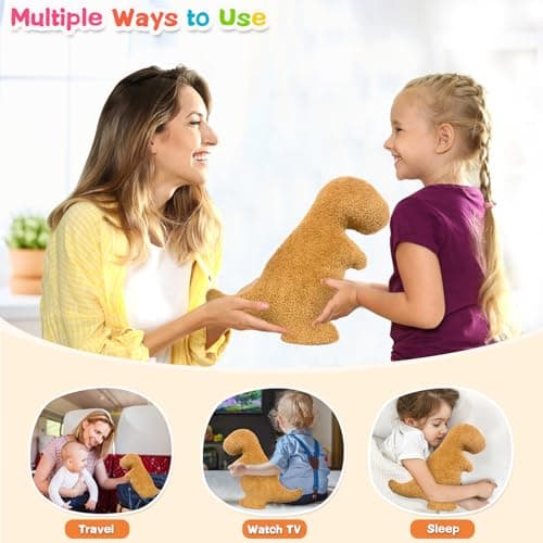 Dino Nuggets Pillow Plush, Dinosaur Chicken Plush Nuggets Pillow for Funny Birthday Gifts, Cute Funny Stuffed Animals for Boy and Girl, Dinosaur Gifts for Kids Teens and Adults (Tyran Rex, Small) B0CT2MFJ23
