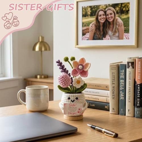 Gifts for Sister, Sister Birthday Gifts Sister Gifts, Crochet Orchid Flower for Christmas Thanksgiving Birthday B0H83626S4