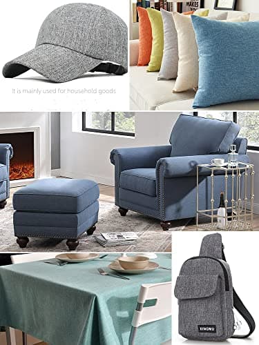 TinaKim Thick Chair Upholstery Fabric, Faux Linen Type Cloth Material, for Sofa Couch DIY (flaxen 14, 2 Yard (57x 72 inch))