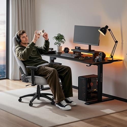 Anda Seat Phantom 4 Black Fabric Gaming Chairs for Adults - Large Wide Seat Gamer Chair with Dynamic Lumbar Support, Comfortable Ergonomic Video Game Seats with Headrest - 2D Armrests