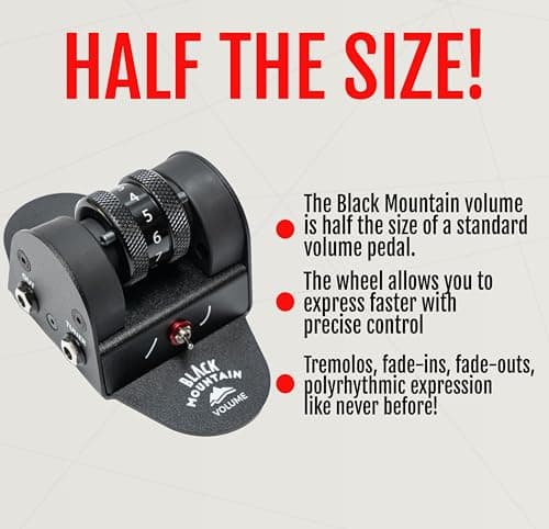 Black Mountain Mini Volume Pedal for Electric Guitar, Acoustic Guitar, Bass, Keyboard, and More - Small, Portable Foot Controlled With Roller Wheel
