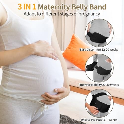 Pregnancy Support Belt Maternity Belly Band Pregnancy Belly Support Bands for Back/Pelvic/Hip Pain (M, Black) Maternity Belt Pregnancy Belly Band 3 in 1 Support Belt for Pregnant Women B09PZ5PSXW