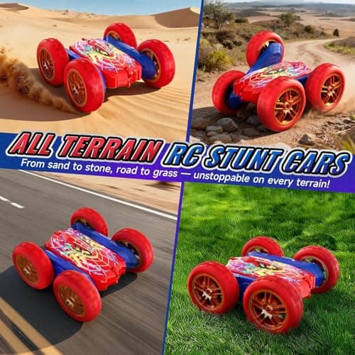 360°Flip Remote Control Car Toys for 3-12 Boy Toys, 4WD RC Cars Double-Sided with Glowing Hero Eyes & Legs, 2.4GHz Drift RC Stunt Race Car, Christmas Birthday Gifts for Boys Age 3 4 5 6 7 8 9 10 11 12