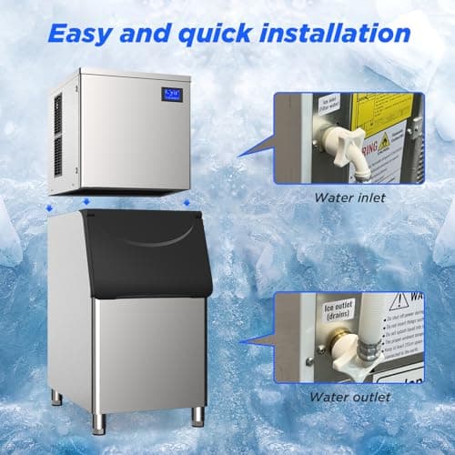 Commercial Ice Maker Machine 432 Lbs/24H with 400LBS Large Storage Bin Ice Ready in Air Cooled Clear Cube Ice for Bar Business Cafe ETL NSF(432 Lbs/24H)
