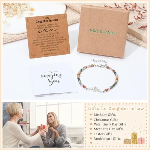 TONY & SANDY Friend Gifts for Women, Unique Birthday Gifts for Women, Sister Gift from Sister, Wave Bracelet, Christmas Stocking Stuffers for Woman Female, Bestie Friendship Bracelets B0FQN355M9