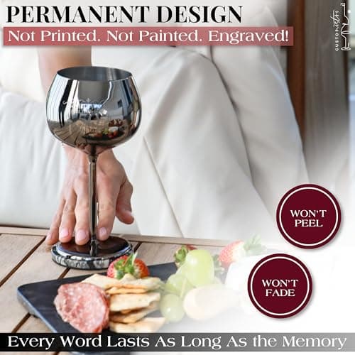 Gusto Nostro 60th Birthday Wine Glass - Happy 60th Birthday Gifts for Women/Men - Stainless Steel Wine Glass with Engraved Vintage Sixty Bday Quote, Luxury Box - Unique Gifts for 60 Year Old Woman,Man B0GGB4H1SW