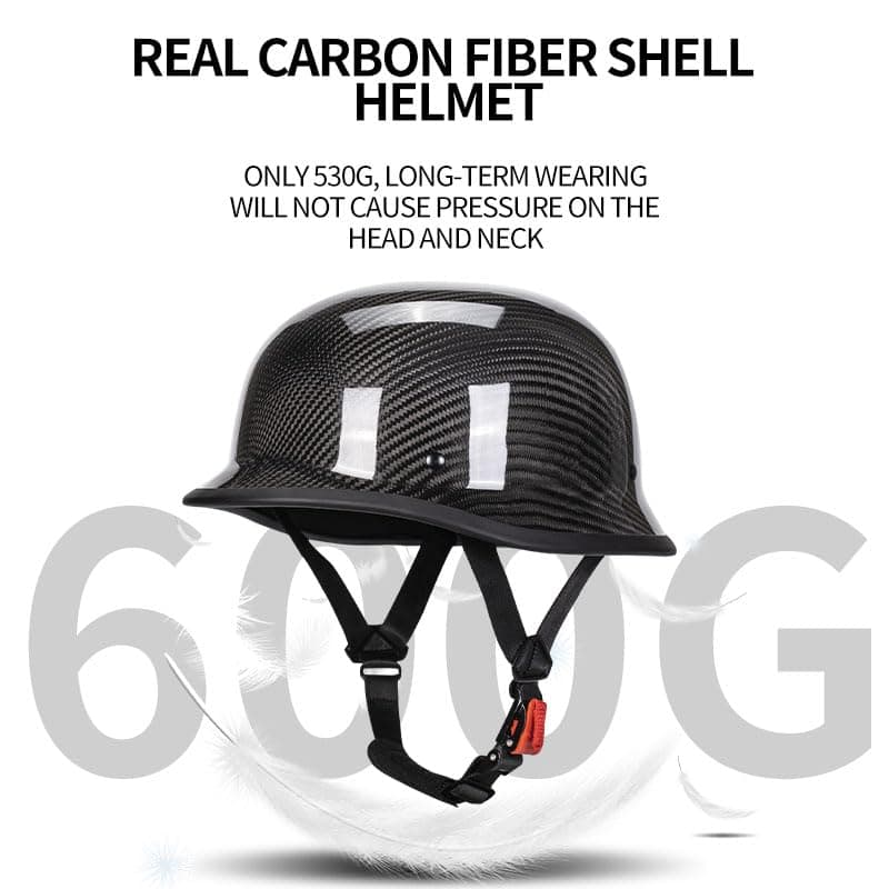 Vintage Motorcycle Half Helmets, Carbon Fiber Open Face Retro Motorcycle Helmets, German Style Half Shell Dot Helmet
