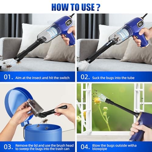 2026 Bug Vacuum Catcher,USB Rechargeable Insect Control for Adults and Kids,Spider Killer Insect Traps Catcher,Bug Catcher Indoor with LED Flashlight for Spider,Stink Bugs,Beetle,Cockroach,Ants,Moth