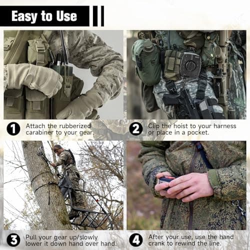 Upgraded Ultra Silent Retractable Bow and Gear Hoist - 30FT Quietest Safety System for Tree Stand Hunting, Essential Hunting Gear