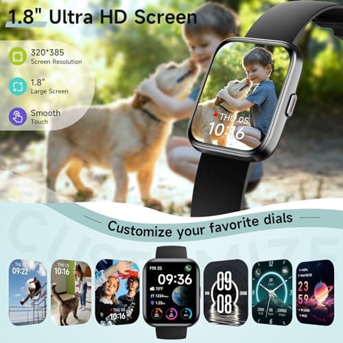 Smart Watch for Men Women, 1.8" Fitness Tracker for Android & iPhone, Answer/Make Calls, Alexa Built-in, Heart Rate/Sleep/SpO2 Monitor Smartwatch, IP68 Waterproof Watches 101+ Sport Modes, 2 Bands