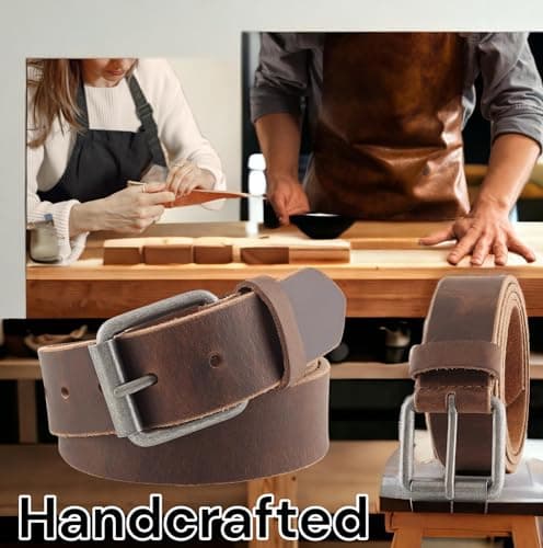 F&L CLASSIC Men's Casual Full Grain Classic Leather Dress Belt For Jeans,1.5" Wide, USA