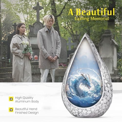 Blue Dragon Small Urn for Ashes Adult Male & Female - Straight Drop Burial Urns for Adult Human Ashes - Remembrance Gift for Loss of Husband - Decorative Cremains Holder for Dad (3 Inch) B0FBRS9T8T