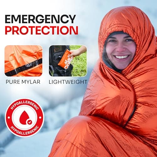 Emergency Sleeping Bag for Survival Gear and Supplies Life Bivy Sack Waterproof Mylar Emergency Blankets for Survival Kit Car Camping Gear Hiking Tac Bivvy Go Bags Supplies Sleep Sacks Shelter