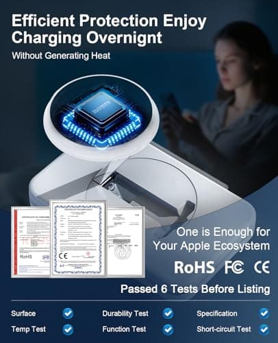 3 in 1 Magnetic Wireless Charger for Apple Multiple Devices, Foldable Fast Charging Station - Magsafe Charger Stand, Travel Charger Pad for iPhone 17 16 15 14 13 12 Series/Apple Watch/AirPods Pro