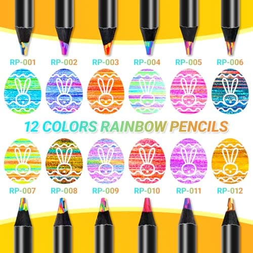 Stocking Stuffers, Art Supplies, 12 Rainbow Colored Pencils, Teen Girl Gifts Trendy Stuff, Art Supplies for Kids 9-12, Gifts for 5-12 Year Old Girl, Arts and Crafts for Kids Ages 8-12