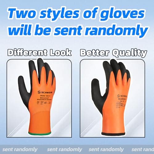 Schwer 2 Pairs 100% Waterproof Winter Work Gloves, ANSI A2 Cut Resistant Freezer Gloves for Outdoor Cold Weather Keep Hands Warm, Thermal Insulated Gloves for Shoveling Snow, Ice Fishing, L