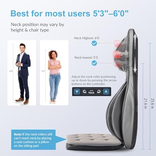 COMFIER Massager Chair with Heat, Shiatsu Neck Back Massager Portable with Compression & Rolling,Massage Chair Pad for Neck & Back for Muscle Tension Relief, Father Day Gift