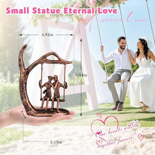 Anniversary Wedding Gifts for Couple/Her - Romantic Couple Statue in Love, Antique Bronze Metal Figurine Sweet Loving Together Iron Sculpture Decor, Gifts for Wife Husband Christmas