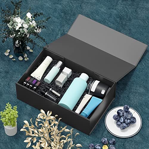 Black Gift Box, 9.5x6x3'' Gift boxes for Presents with Lids Magnetic Closure Rectangle Collapsible for Groomsman Proposal Box, Wedding, Christmas, Halloween, Birthday Gift Packging