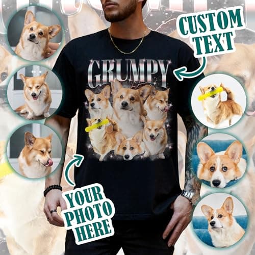 Custom Photo Bootleg Rap Shirt with Girlfriend's Face for Boyfriend - Vintage Graphic Shirt for Men