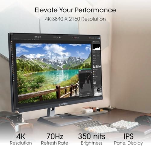 Sceptre Prime 4K IPS 27" 3840 x 2160 UHD Monitor up to 70+Hz DisplayPort HDMI 100% sRGB Build-in Speakers, Machine Black 2026 (U275W-UPT Series)