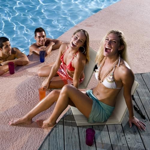 Karenhi 1 Pcs Foldable Poolside Chairs Portable Beach Chair ​Folding Poolside Chairs for Edge of Pool for Adults Traveling Camping Picnic Lawn Accessories (Light Beige)