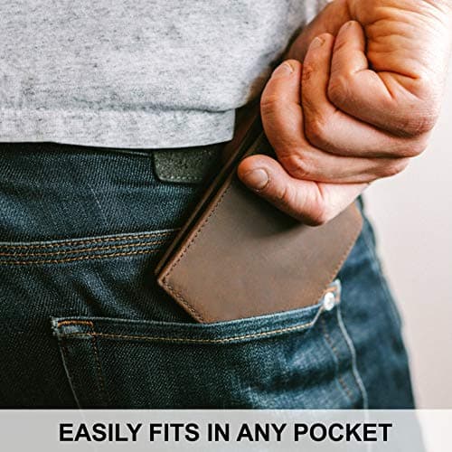 STAY FINE Top Grain Leather Wallet for Men | RFID Blocking | Extra Capacity Bifold Wallet with 2 ID Windows | Ultra Strong Stitching | Slim Billfold with 8 Card Slots | Gift for Him