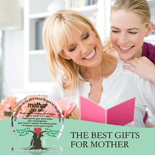 Gifts for Mother in Law from Daughter Son in Law, Thanks You Mom Best Mother in Law Ever Gift Desk Signs Home Decor Mother in Law Birthday Gifts Christmas Acrylic Tree Plaque B0CD7QK38F