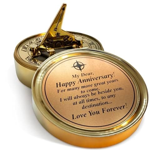 OakiWay Anniversary Sundial Compass Gift for Him or Her - Unique Gift Ideas for Husband or Wife, Men Wedding Anniversary 50th 40th 25th 20th Year Celebration, Gift Card Included