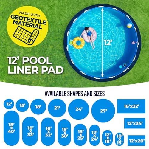 Shop Square 12-Foot Pool Liner Pad for Above Ground Pools - Under Pool Padding, Above Ground Pool Pad, Puncture Protection, Extend Liner Life, Durable Geotextile Material